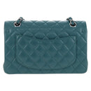 CHANEL Matelasse 23 Double Flap Chain Bag Caviar Skin Green CC Auth am13250SM-3