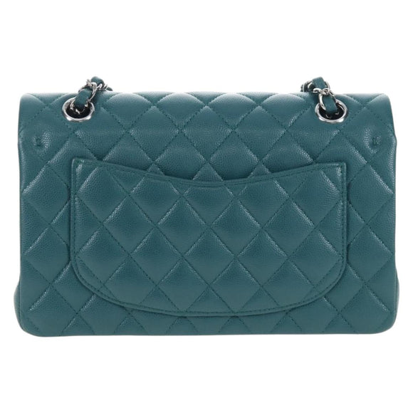CHANEL Matelasse 23 Double Flap Chain Bag Caviar Skin Green CC Auth am13250SM