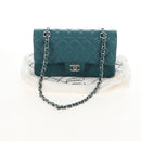 CHANEL Matelasse 23 Double Flap Chain Bag Caviar Skin Green CC Auth am13250SM-32