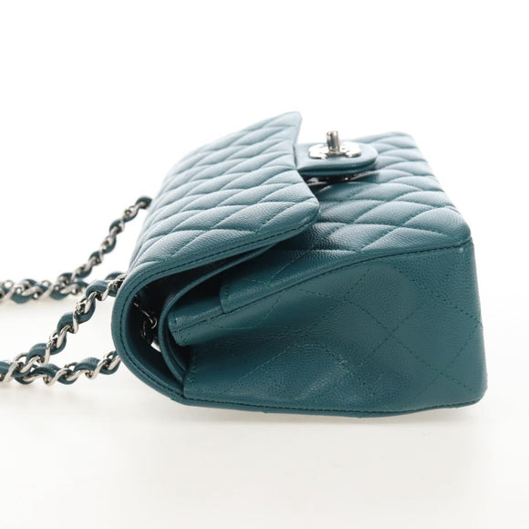 CHANEL Matelasse 23 Double Flap Chain Bag Caviar Skin Green CC Auth am13250SM