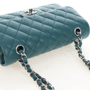 CHANEL Matelasse 23 Double Flap Chain Bag Caviar Skin Green CC Auth am13250SM-6