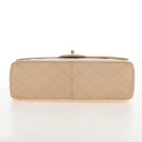 CHANEL Matelasse 30 Double Flap Chain Bag Caviar Skin Beige CC Auth am13251SM-12