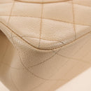 CHANEL Matelasse 30 Double Flap Chain Bag Caviar Skin Beige CC Auth am13251SM-16