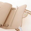 CHANEL Matelasse 30 Double Flap Chain Bag Caviar Skin Beige CC Auth am13251SM-19