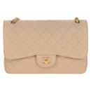 CHANEL Matelasse 30 Double Flap Chain Bag Caviar Skin Beige CC Auth am13251SM-2