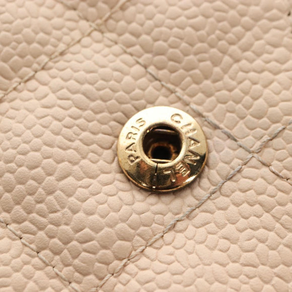 CHANEL Matelasse 30 Double Flap Chain Bag Caviar Skin Beige CC Auth am13251SM