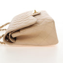 CHANEL Matelasse 30 Double Flap Chain Bag Caviar Skin Beige CC Auth am13251SM-4