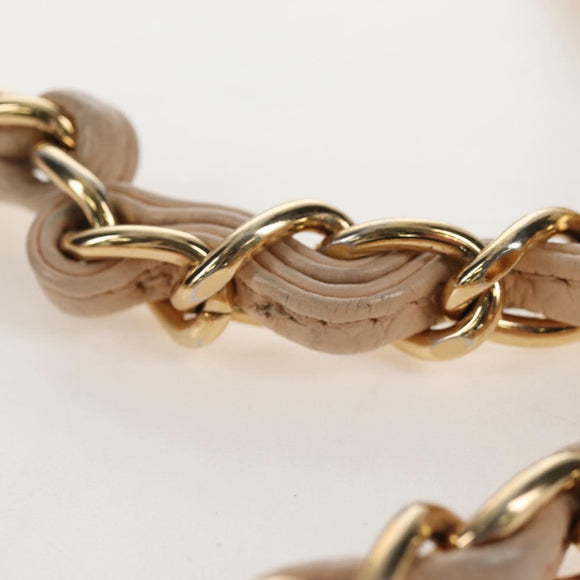 CHANEL Matelasse 30 Double Flap Chain Bag Caviar Skin Beige CC Auth am13251SM