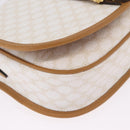 CELINE Macadam Canvas Shoulder Bag PVC Leather White Gold Auth am13259V-12