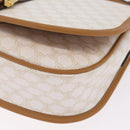 CELINE Macadam Canvas Shoulder Bag PVC Leather White Gold Auth am13259V-13
