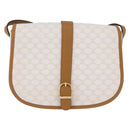CELINE Macadam Canvas Shoulder Bag PVC Leather White Gold Auth am13259V-2