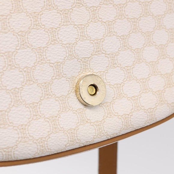 CELINE Macadam Canvas Shoulder Bag PVC Leather White Gold Auth am13259V