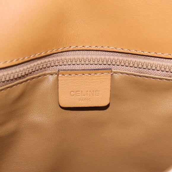 CELINE Macadam Canvas Shoulder Bag PVC Leather White Gold Auth am13259V