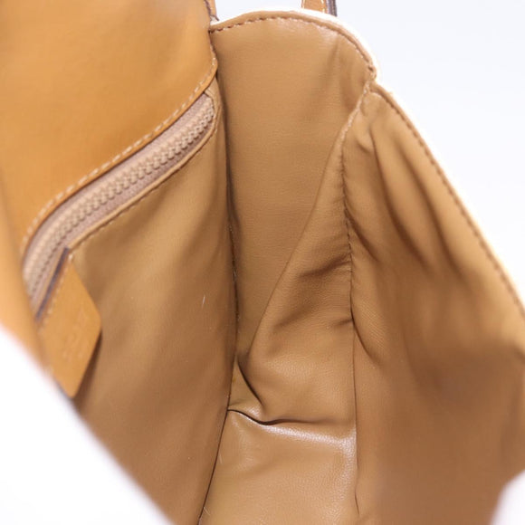 CELINE Macadam Canvas Shoulder Bag PVC Leather White Gold Auth am13259V