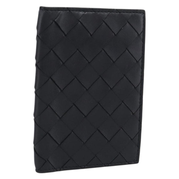 Bottega Veneta INTRECCIATO Passport Case Leather Black Auth am13276V