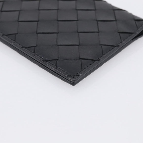 Bottega Veneta INTRECCIATO Passport Case Leather Black Auth am13276V