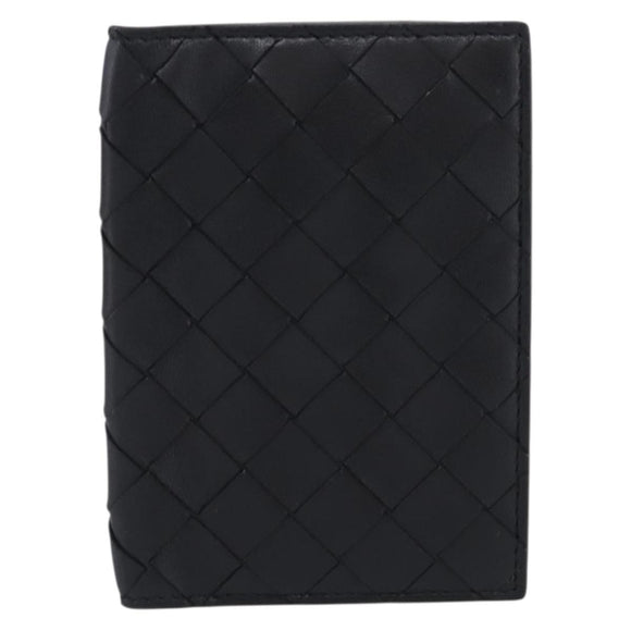 Bottega Veneta INTRECCIATO Passport Case Leather Black Auth am13276V