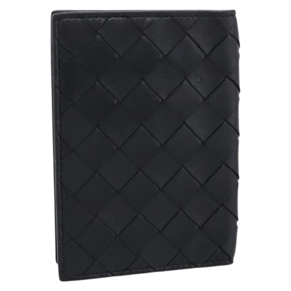 Bottega Veneta INTRECCIATO Passport Case Leather Black Auth am13276V