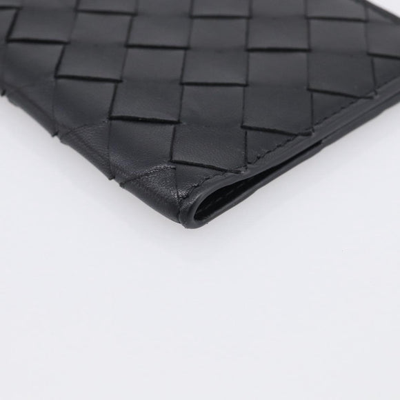 Bottega Veneta INTRECCIATO Passport Case Leather Black Auth am13276V