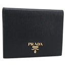 PRADA Passport Case Saffiano leather Black Gold Auth am13278V-1