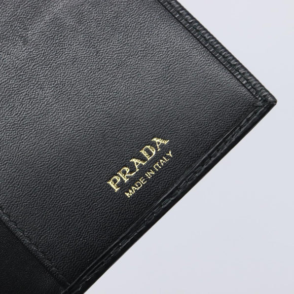 PRADA Passport Case Saffiano leather Black Gold Auth am13278V