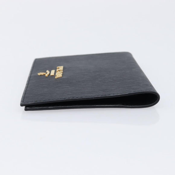 PRADA Passport Case Saffiano leather Black Gold Auth am13278V