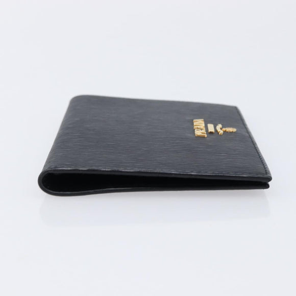 PRADA Passport Case Saffiano leather Black Gold Auth am13278V