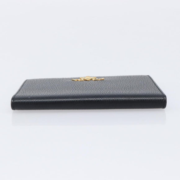 PRADA Passport Case Saffiano leather Black Gold Auth am13278V