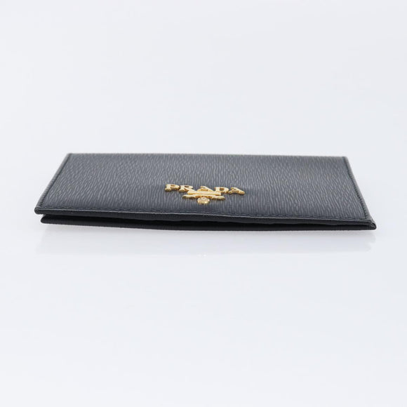 PRADA Passport Case Saffiano leather Black Gold Auth am13278V
