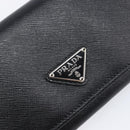 PRADA Long Wallet Saffiano leather Black Silver 1M1132 Auth am13290V-12
