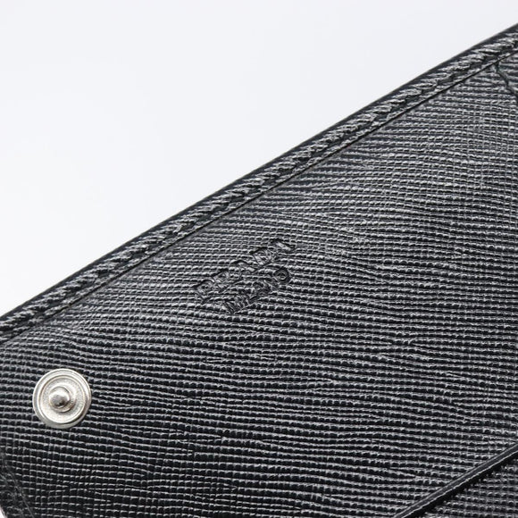 PRADA Long Wallet Saffiano leather Black Silver 1M1132 Auth am13290V