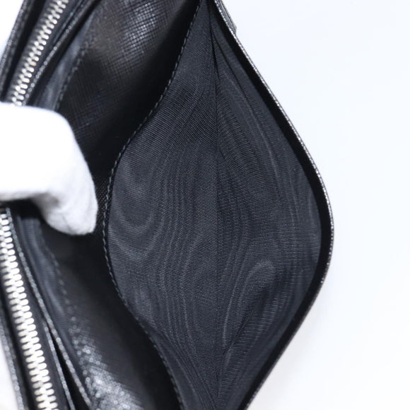 PRADA Long Wallet Saffiano leather Black Silver 1M1132 Auth am13290V
