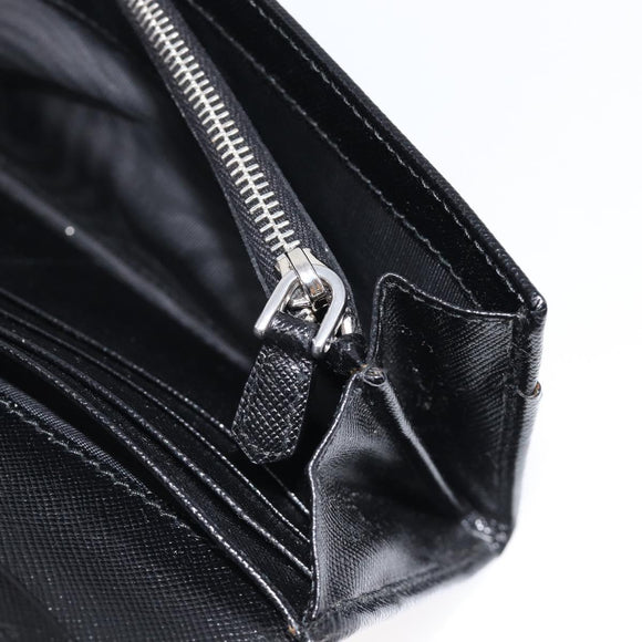 PRADA Long Wallet Saffiano leather Black Silver 1M1132 Auth am13290V