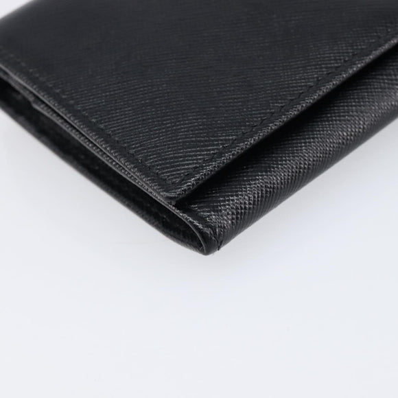 PRADA Long Wallet Saffiano leather Black Silver 1M1132 Auth am13290V