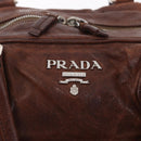 PRADA Shoulder Bag Leather Brown Silver BR2804 Auth am13291V-16