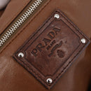 PRADA Shoulder Bag Leather Brown Silver BR2804 Auth am13291V-18