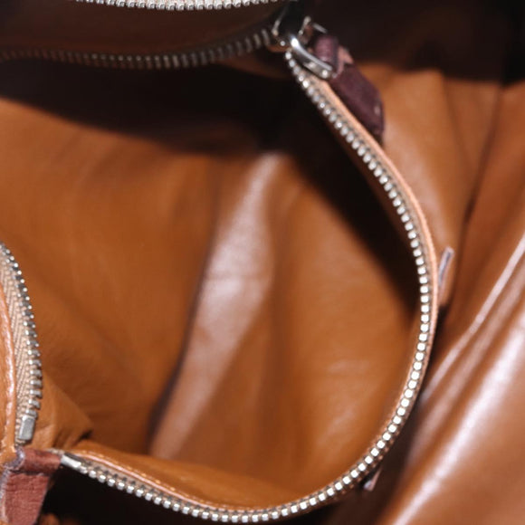 PRADA Shoulder Bag Leather Brown Silver BR2804 Auth am13291V