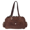 PRADA Shoulder Bag Leather Brown Silver BR2804 Auth am13291V-3