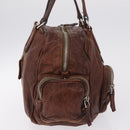PRADA Shoulder Bag Leather Brown Silver BR2804 Auth am13291V-5