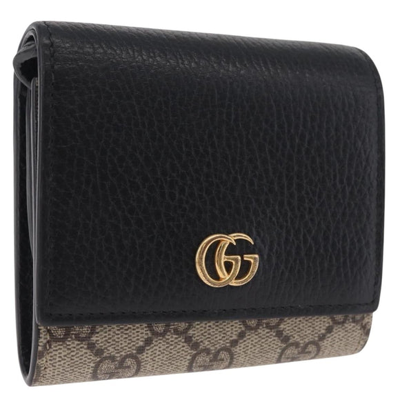 GUCCI GG Supreme GG Marmont Wallet PVC Black Gold 598587 Auth am13292V