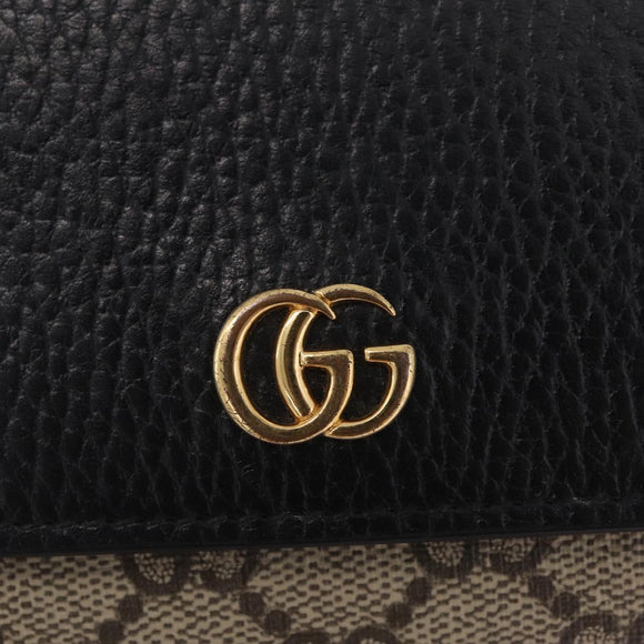 GUCCI GG Supreme GG Marmont Wallet PVC Black Gold 598587 Auth am13292V