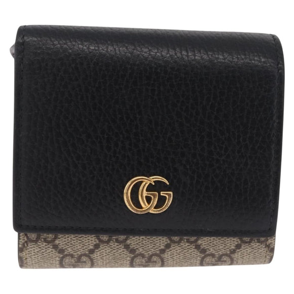 GUCCI GG Supreme GG Marmont Wallet PVC Black Gold 598587 Auth am13292V