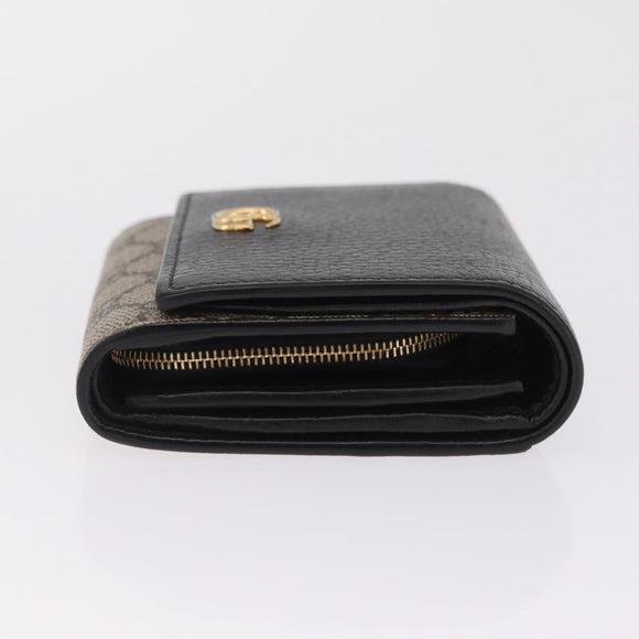 GUCCI GG Supreme GG Marmont Wallet PVC Black Gold 598587 Auth am13292V