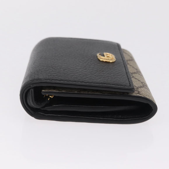 GUCCI GG Supreme GG Marmont Wallet PVC Black Gold 598587 Auth am13292V