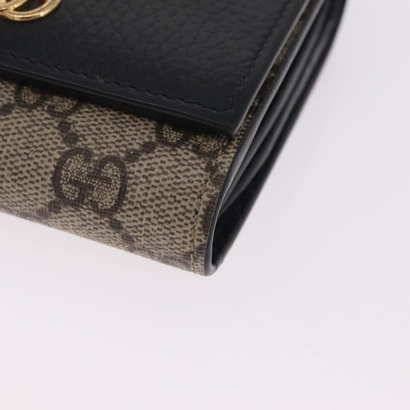 GUCCI GG Supreme GG Marmont Wallet PVC Black Gold 598587 Auth am13292V