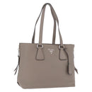 PRADA Side Zip Tote Bag Leather Gray Silver 1BG099 Auth am13295V-1
