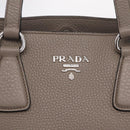 PRADA Side Zip Tote Bag Leather Gray Silver 1BG099 Auth am13295V-19