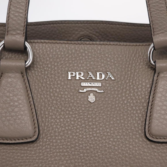 PRADA Side Zip Tote Bag Leather Gray Silver 1BG099 Auth am13295V