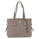 PRADA Side Zip Tote Bag Leather Gray Silver 1BG099 Auth am13295V-2