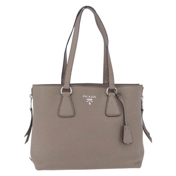 PRADA Side Zip Tote Bag Leather Gray Silver 1BG099 Auth am13295V
